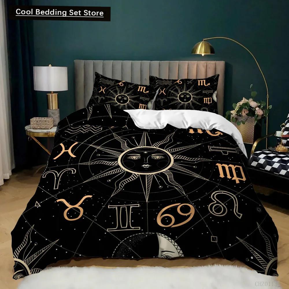Bohemian Duvet Cover Set Golden Sun Twin Bedding Set Boho Style for Teens Adults Double Queen King Size Polyester Qulit Cover