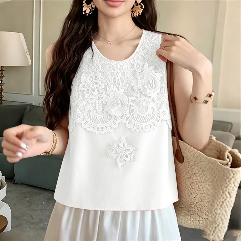 ZANZEA Women Floral Lace Splice Casual Sleeveless Vest Tops M