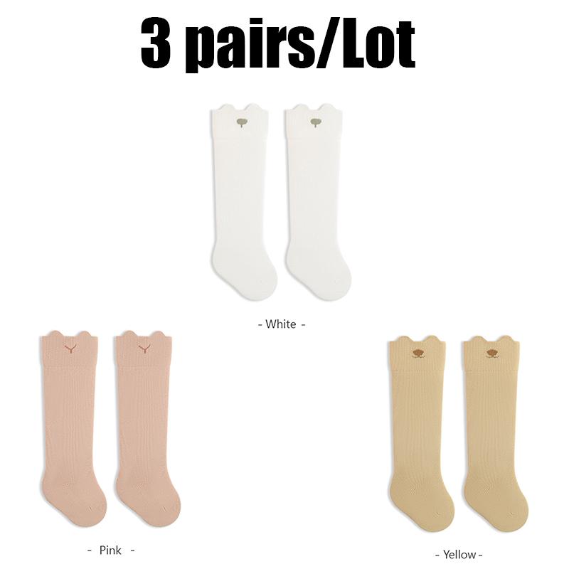 3 Pairs Baby Long Tube Socks Soft Children Newborn High Knee Socks Breathable Kids Boys Girl Stocking Solid Color Children Sock