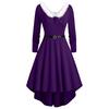 Plus Size Women Christmas Patchwork Faux  Panel Long Sleeve Asymmetric Dress