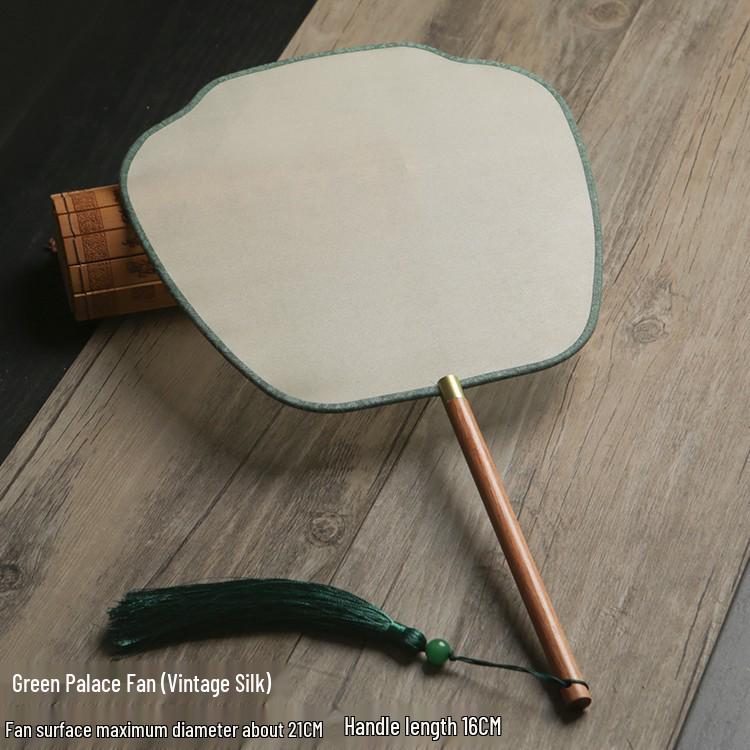 Vintage Silk Hand-Painted Gongbi Fan - Classic Chinese Round Palace Design