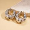 Metal Glossy Pleated Round U-shaped Ear Buckle Personalized Fashion Commuter Earrings