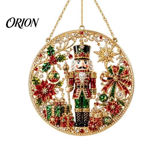 Decorative Plastic Tree Ornaments Christmas Rhinestone Painting Suncatcher Kit, Round DIY Hanging Decor Party Supplies for Home, Craft Pendant Holiday