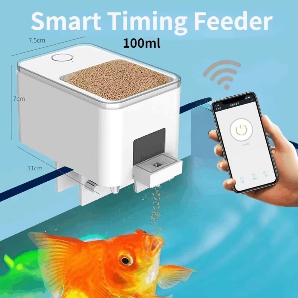 100ML Large Capacity Fish Feeder WiFi Smart Feeder Aquarium Timing Feeder  Fish Tank Accessories