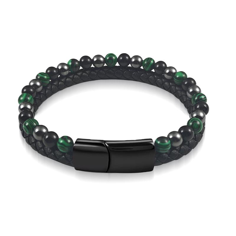 

6mm Beaded Bracelet Peacock Stone / Agate / Hematite Bracelet Wood Grain Elastic Adjustment Men s Charm Bracelet Jewelry 20.5cm
