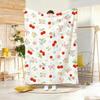 Art Illustration C-Cherry Floral Bow Throw Lightweight 240g Flannel Blanket Soft Skin-friendly for Summer Cooling