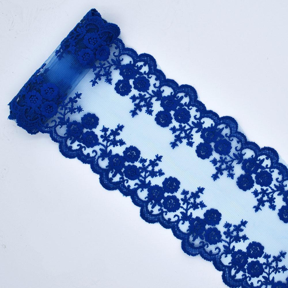 

1 ярд Красочный Хлопок Вышитые Цветы Кружевная Ткань Шторы Платья DIY Швейные Принадлежности королевский синий