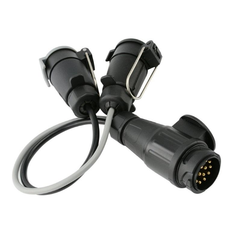 13 Pin To Double 7 Pin Adaptor Trailer Extension Lead Caravan Towing Socket Plug Board Connectors Car Accessories