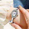 Womens Fashion Quartz Watch Oval Roman Numerals Bangle