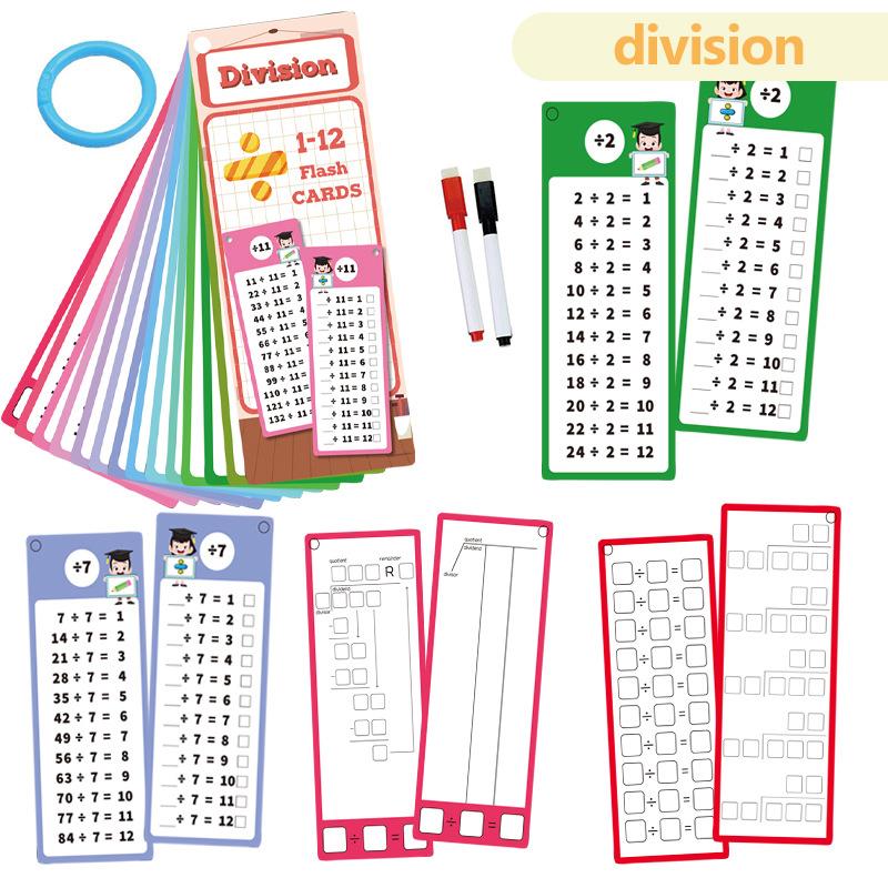 15pcs/set Math Training Cards with Pen Addition Subtraction Multiplication Division Card School Mathematics Teaching Tools TMZ