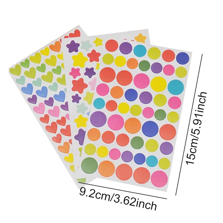 10 Sheets Colorful Self-adhesive Diary Graffiti Stickers Student Notebook Decoration Heart Star Dot Sticker for Scrapbook Album