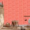 Polynesian Geometric Pattern Wallpaper Coral and Red 50x1000