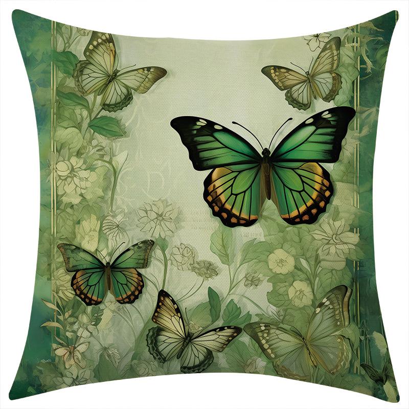 New Spring Butterfly Dream Forest Linen Pillowcase Car Sofa Lumbar Pillow Cushion
