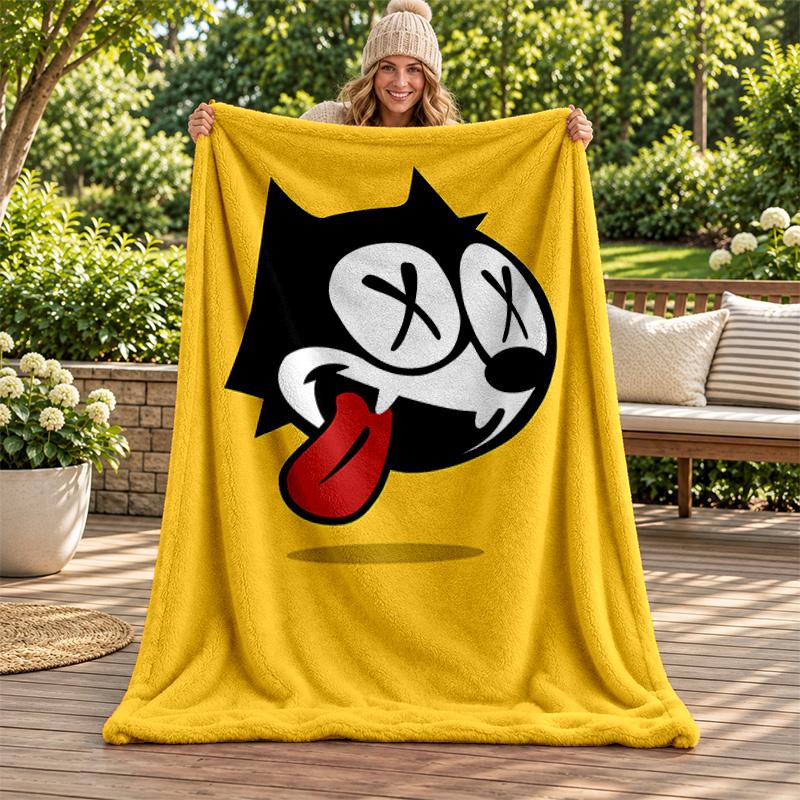 Felix the Cat blanket Flannel Blanket Soft Cozy Plush Throw for Sofa Bed Lightweight Home Decoration Gifts for Christmas various holidays