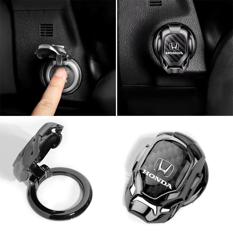 1Pcs Car One-Click Start Buttons Protective Cover Decoration For Honda Fit Mugen Insight Type S R VTEC DOHC Modulo Vezel Legend RR Si