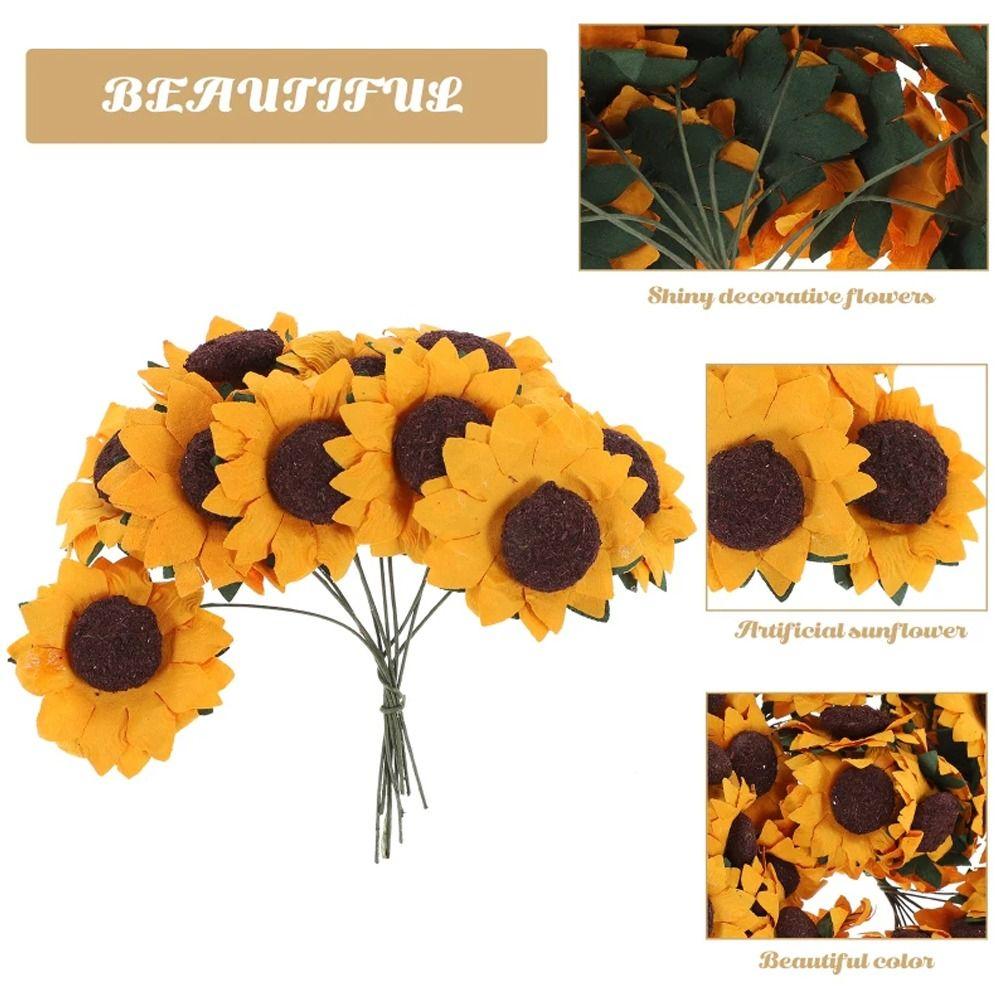 100pcs Handmade Artificial Sunflower Paper Flower Realistic Fake Flower  Wedding