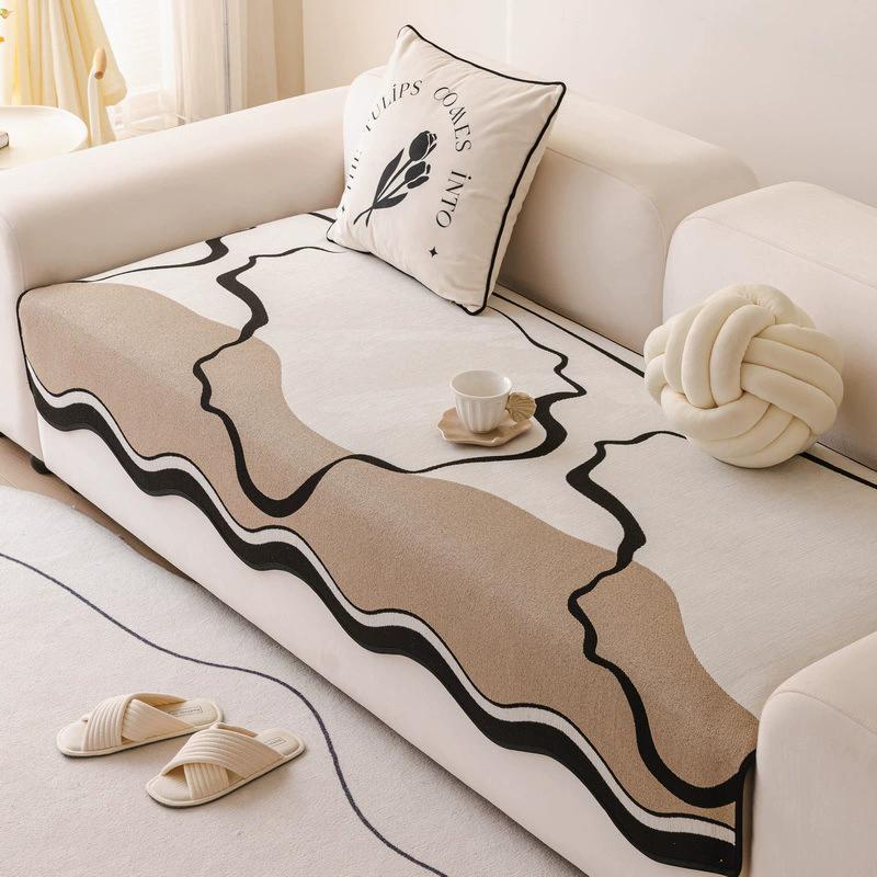 Chenille Special-Shaped Sofa Cushion Irregular Simple Straight Row Cushion Non-Slip Cover Blanket Leather Sofa Special Cushion 70x70cm