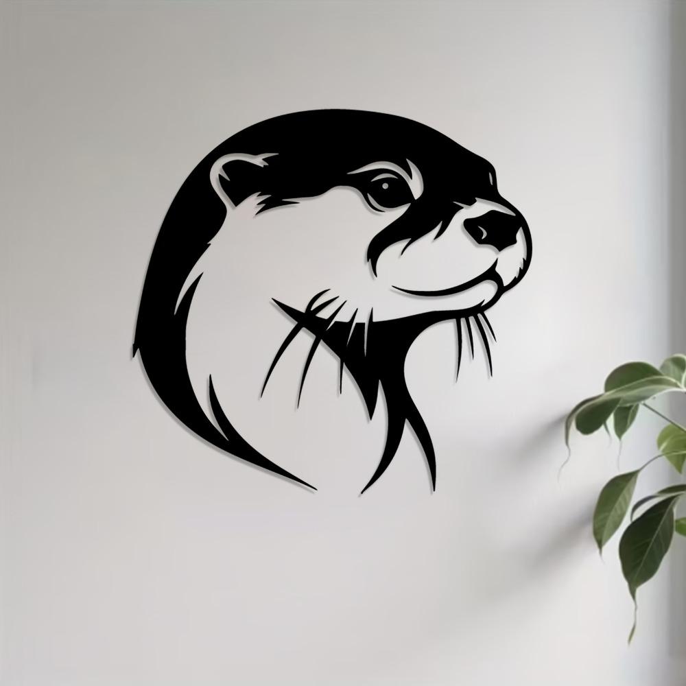 1pc Metal Otter Wall Art Outdoor Garden Decor Weatherproof Sculpture Gift for New Year Easter Otter Lovers Fence Hanging Statue