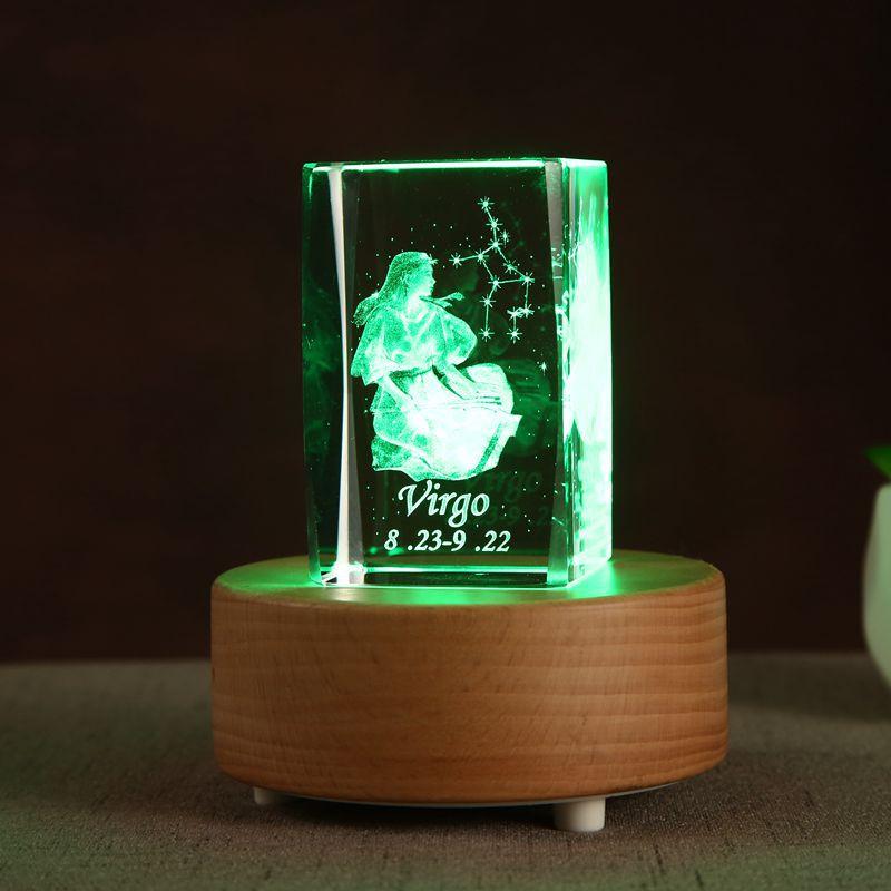 Home Decoration 3D Interior Carving 12 Constellation Crystal Glass Ornaments Birthday Gift Gift Music Box Gift for Girlfriend