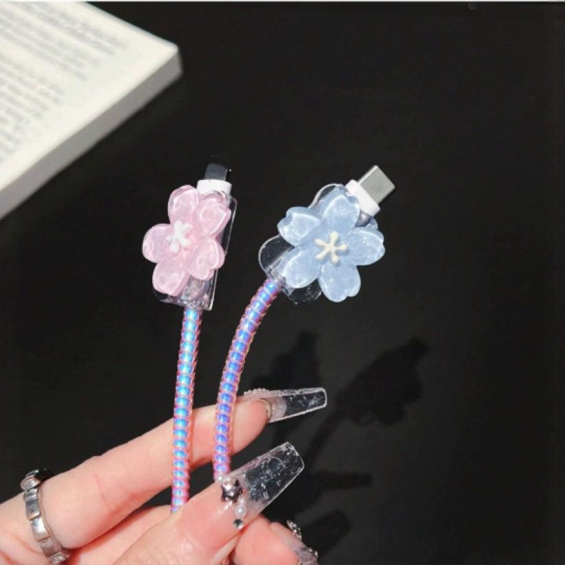 Summer Flower Is Suitable for Apple 40w Charging Head Protective Cover Is Suitable for 17promax Data Cable iPhone16 15