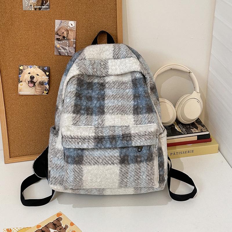 Клетчатый школьный рюкзак для ученика средней школы, женский, корейская версия, литературно-художественный стиль, рюкзак для студента колледжа