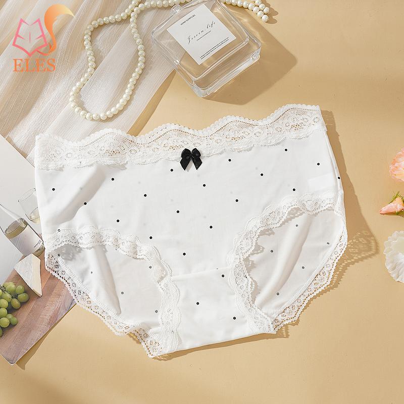 Polka Dot Pure Cotton Panties for Women Retro Cute Lace Trim Pure Cotton Crotchunderwear Soft and Breathable Underpants Hip-hugging Briefs for Women