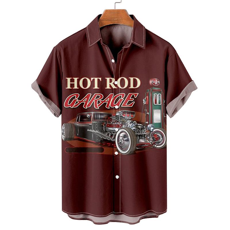 Shirts For Men 3d Vintage Fashion Violin Rocker Printed Rockabilly Hawaiian Shirt Short Sleeve Tops Outdoor Street Clothing