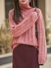 Four-Strand Brushed Wool Turtleneck Sweater: Light Luxury, Loose Fit for Women, Perfect for Autumn and Winter.