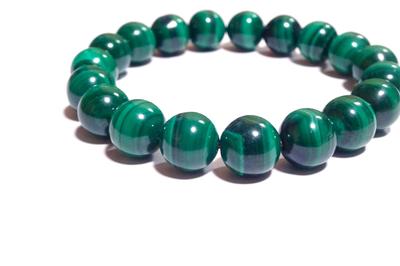 Malachite Bracelet for 10mm Natural Power Stone for Women with Small Stone for Protection from Evil and Good Fortune In Men, Stone, (For Purification,