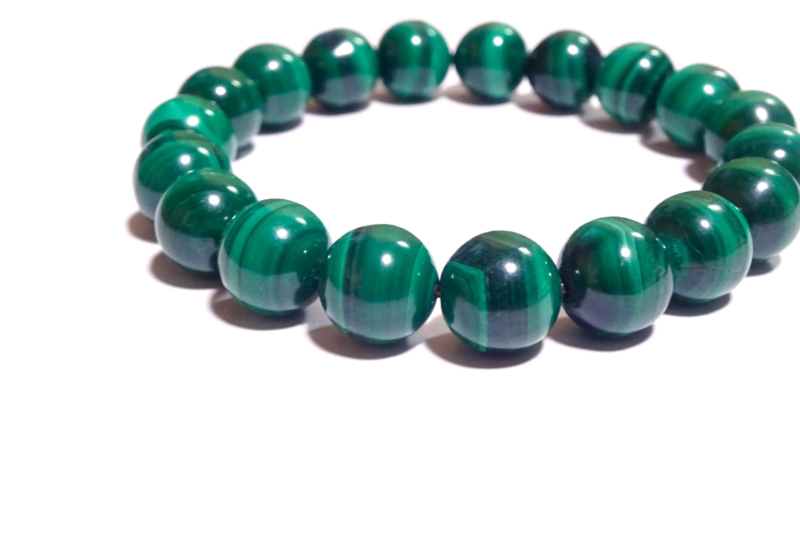 

Malachite Bracelet for 10mm Natural Power Stone for Protection and Good Fortune 18cm Men, Stone, (Purification, Pebbles) (Men s Medium, Approx. зелений
