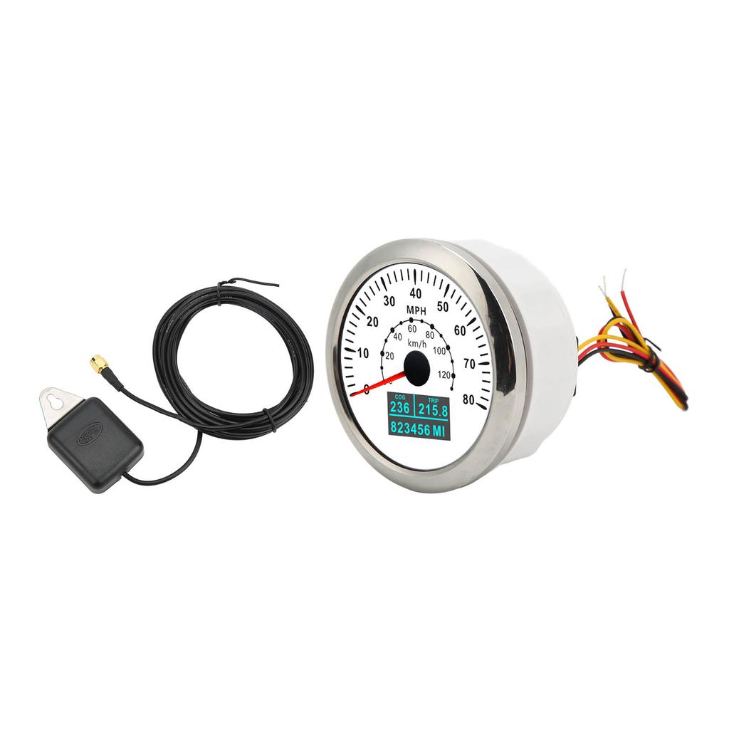 מד מהירות GPS אוניברסלי 85 מ"מ מד מרחק עמיד במים 80 מייל לשעה 120 קמ"ש עם תאורה אחורית צבעונית לרכב סירה קרוואן יאכטה