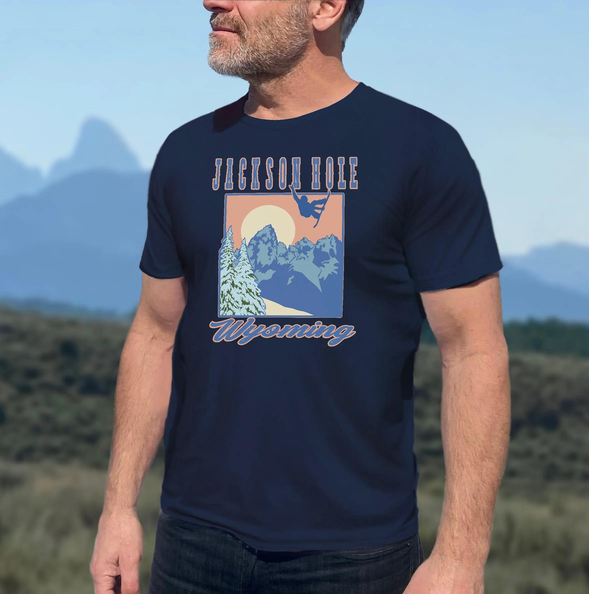 Jackson Hole Snowboard T Shirt Softstyle Wyoming Snowboarding Teton Mountains Big Air Sunset Group Vacation S