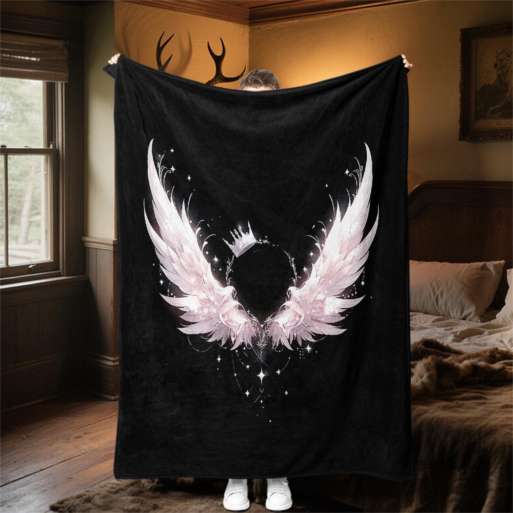 1 Stück Flügelkrone Outdoor Flanelldecke Weich Warm Ganzjahresdecke für Sofa Bett Auto Camping Büro, Gemütliche Geschenkidee1169S