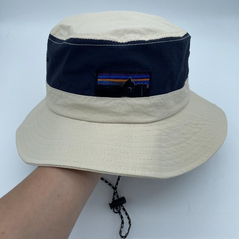 Blocked Color Hat Nylon Wide Brim Fisherman Sunscreen Hat For Casual Summer Wear