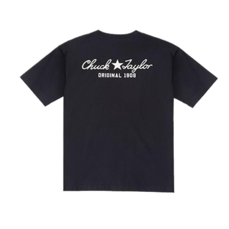 Converse T Shirts Unisex Black Crew Neck Moderate Straight Fit UCJ437-023