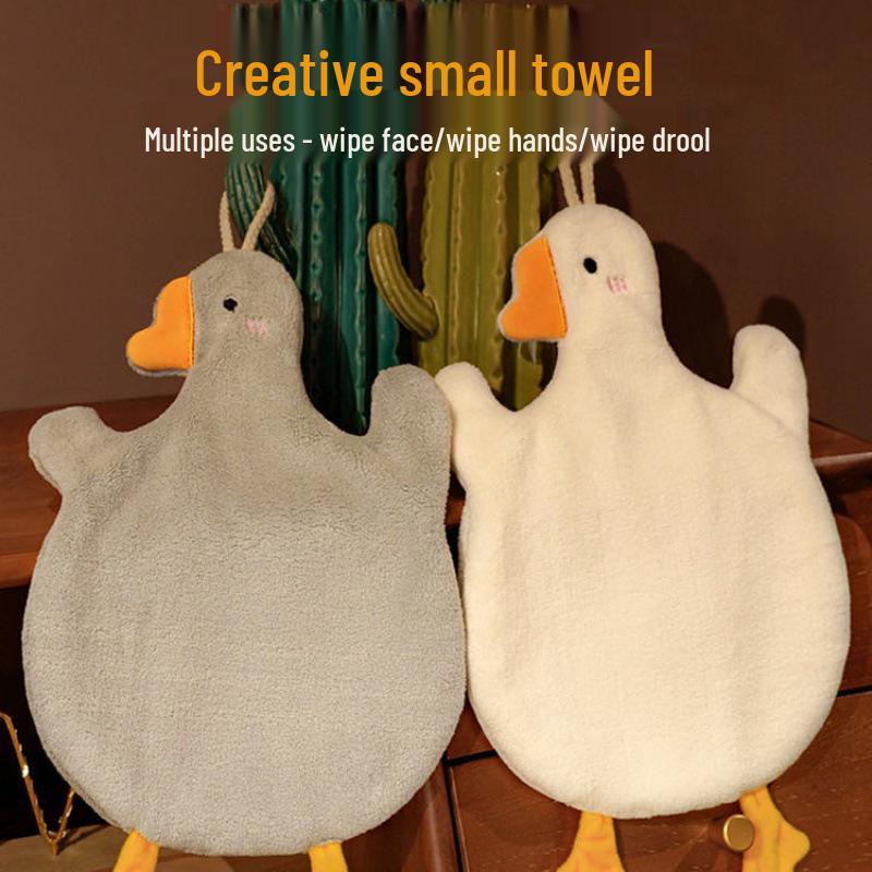Super Absorbent Children's Goose Cartoon Coral Fleece Hand Towel