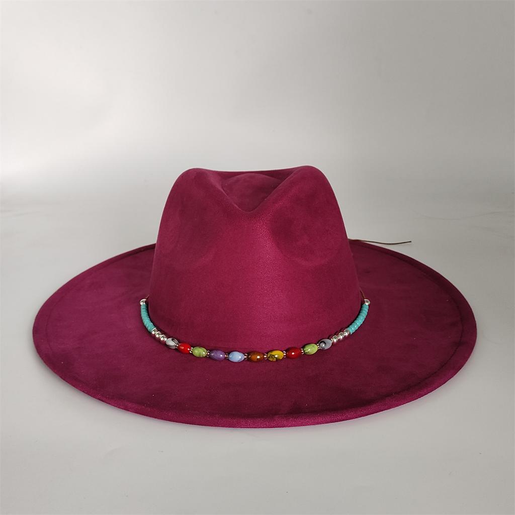 2025 Colorful Suede Wide Brim Felt Fedoras Hat for Women Men Church Jazz Cap Panama Denim Hat Wholesale Sombrero Hombre