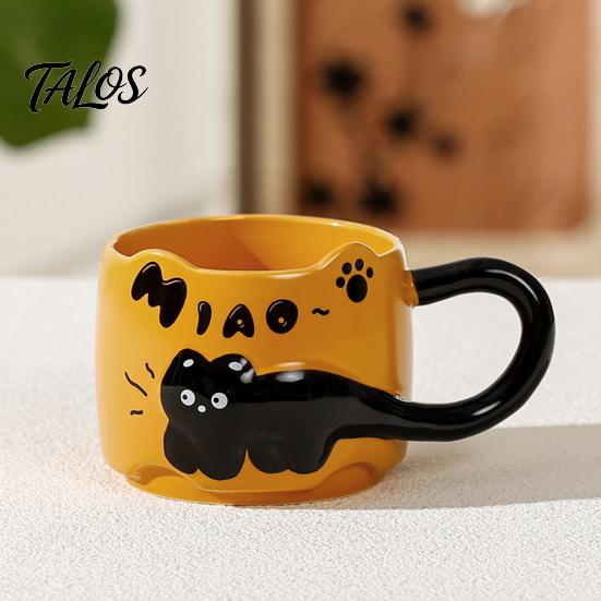 Adorable Ceramic Coffee Cup Cat Stackable Mugs 380ml Capacity Cute Theme Meow Cups Unique Kitchen Utensils Space-Saving Tea Gift for Lovers