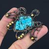 Turtle Shaped Tibetan Turquoise Gemstone Copper Wire Wrap Handmade Pendant Jewelry