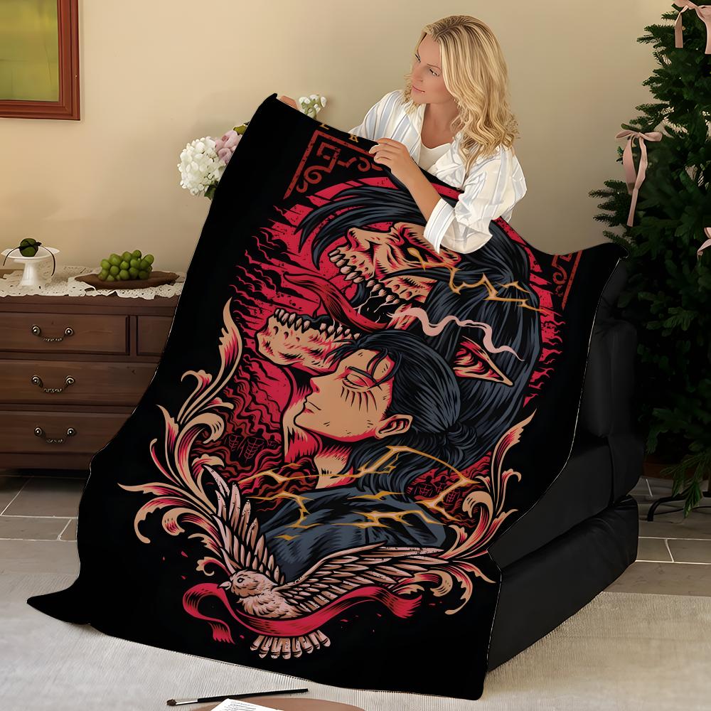 Anime A-Attack o-on T-Titan Throw Flannel Blanket, Soft Warm, Durable & Washable cute Cool