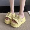 Fashion Summer Bead Pleated Women Slippers High Heels Shoes Platform Elegant Slingback Sandals 2025 Fad New Trends Shoes Dress Zapatos