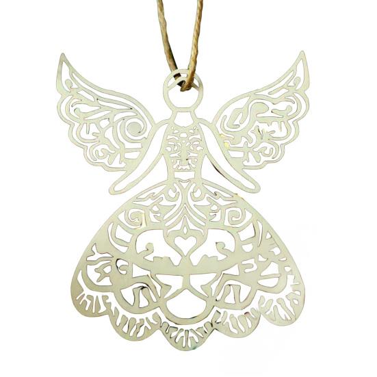 Wooden Angel Christmas Ornaments Rustic Angel Hanging Ornament with Hollow Design for Winter Xmas