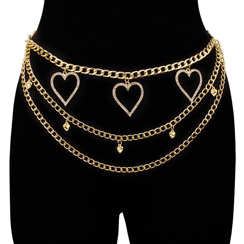 Statement Belly Waist Chain for Women Heart Tassels Belt Jewelry Accessory
