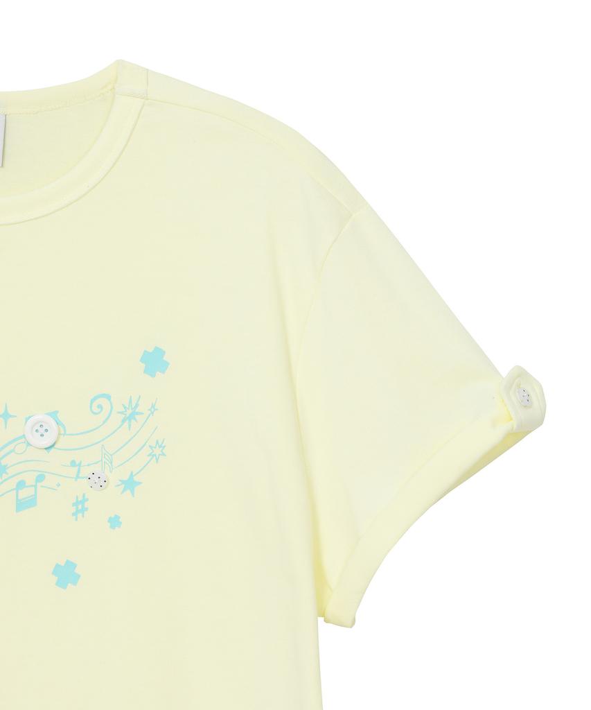 BAUF Roll-Up Melody Oversized T-Shirt [Lemon]
