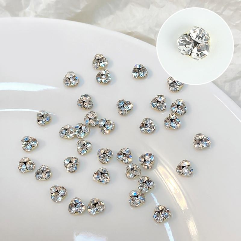 10 шт. Плоские стеклянные стразы для ногтей Мини-алмазные украшения для ногтей 3D хрустальные камни 4x3mm