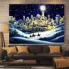 VIKAMA Christmas Dream Castle Snow Scene Tapestry Living Room Sofa Backdrop Wall Hanging Room Decor Theme