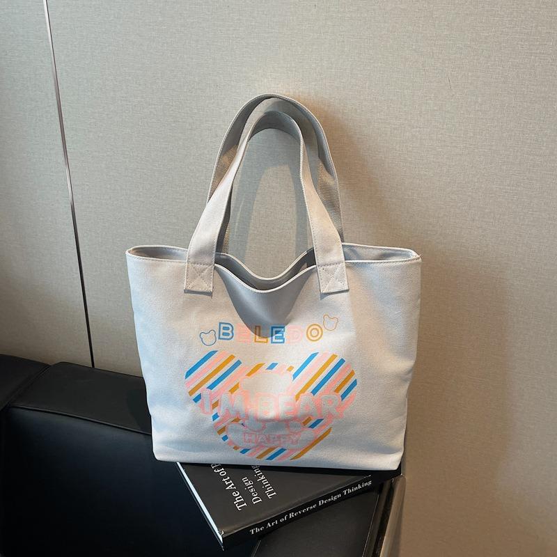 Large Capacity Tote Bag Versatile Cartoon Shoulder Commuter Bag Women's Summer New Casual Canvas Bag