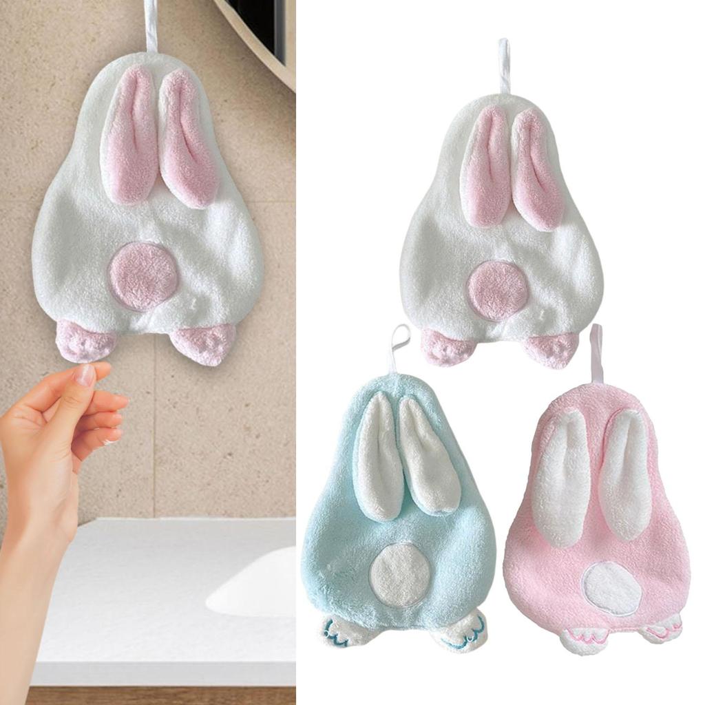 Hanging Hand Towel 26x18cm Multipurpose Comfortable Washcloths Bunny Shape Dish Towels for Home Dorm Holiday Hotel Apartment