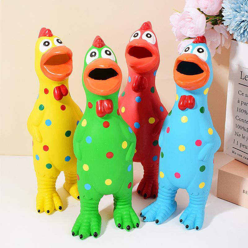 Pet Toy Spotted Latex Chicken - Large Dog Stress-relieving Interactive Vocalizing Screaming Chicken Dog Toy