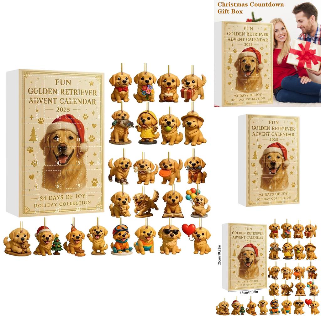 Dog Theme Christmas Advent Calendar With Acrylic Animal Figures For Holiday Gift Giving